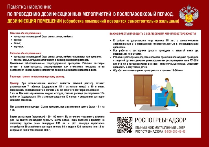 Памятка населению: дезинфекция помещений