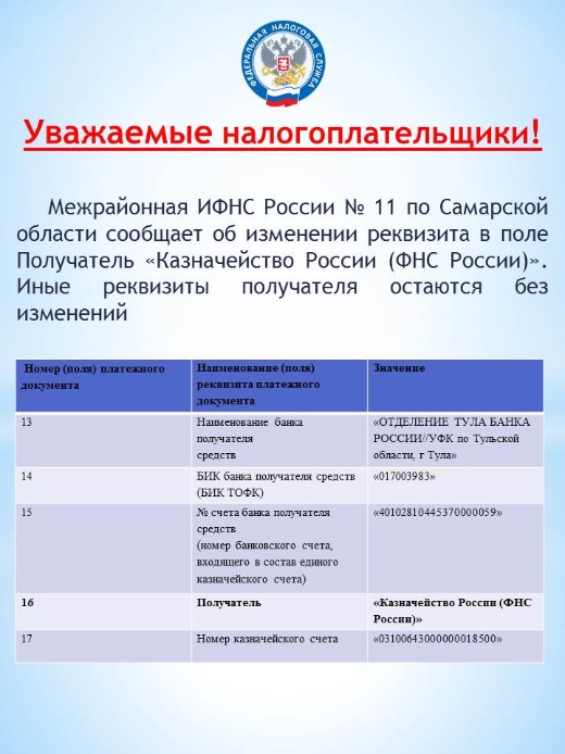 Информирование об изменении реквизитов